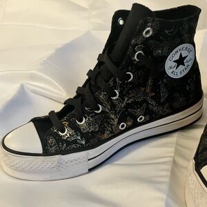 Converse hi-top Sneakers 
Crescent Moon Butterfly Black